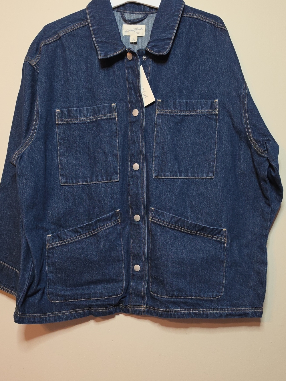 Universal Thread Dark Wash Denim Women's Jacket with Contrast Stitching